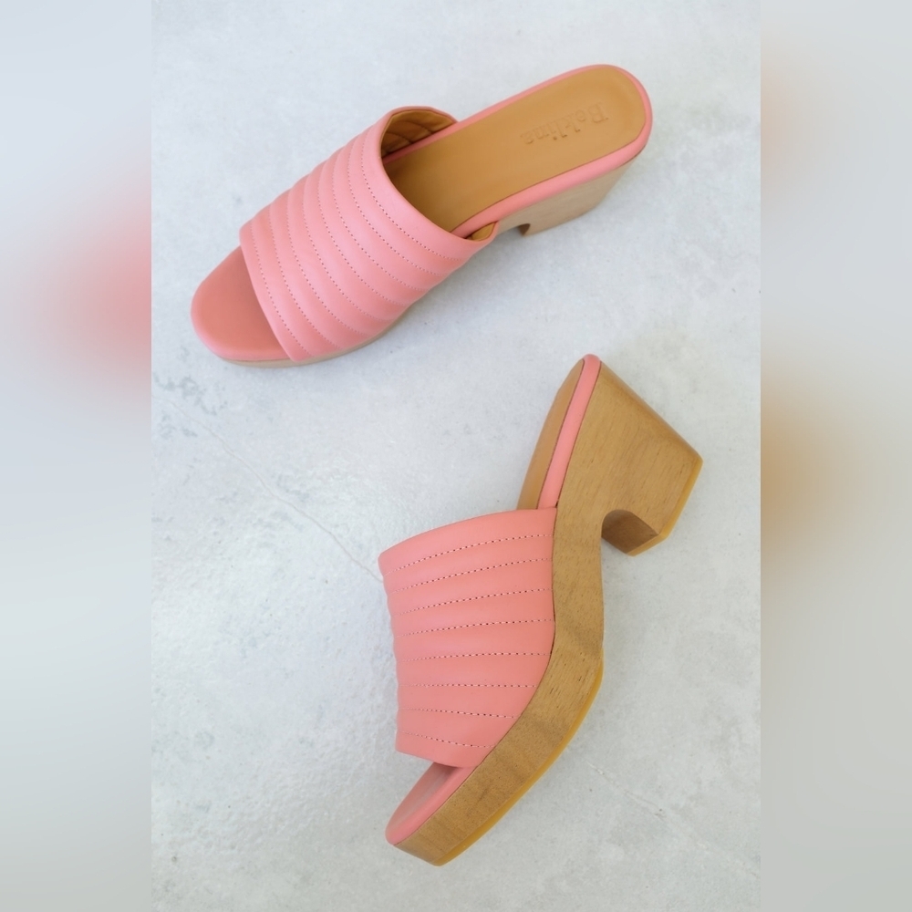 Beklina Ribbed Clog Open Toe Blush